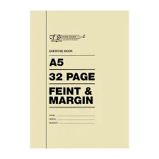 A5 Exercise Book: Feint and Margin - Liniertes Heft mit Rand (32)