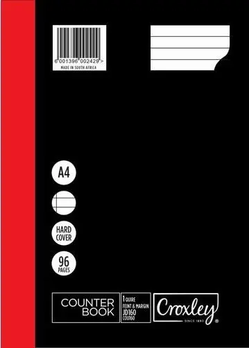 [HCFM192] A4 Hard Cover Books Feint and Margin - Counter Buch liniert mit Rand (192)