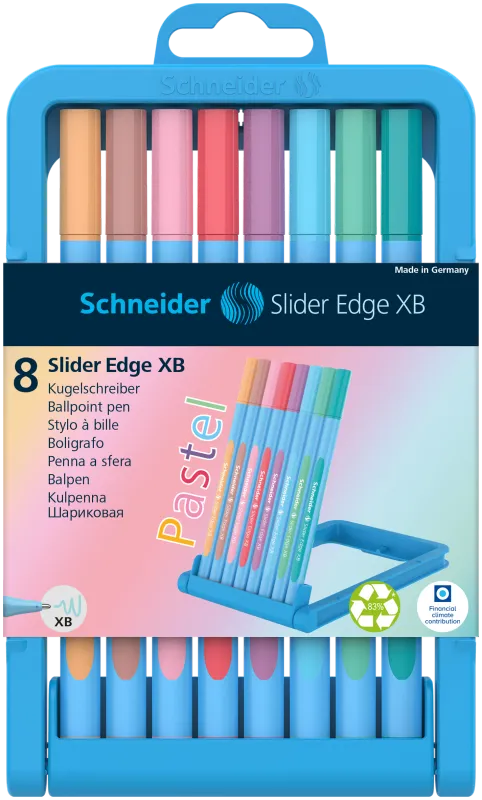 Schneider Slider Edge XB Pastel Ballpoint pen Wallet of 8