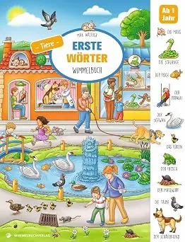 Erste Wörter Wimmelbuch Tiere: Bilderbuch für Kinder ab 1 Jahr